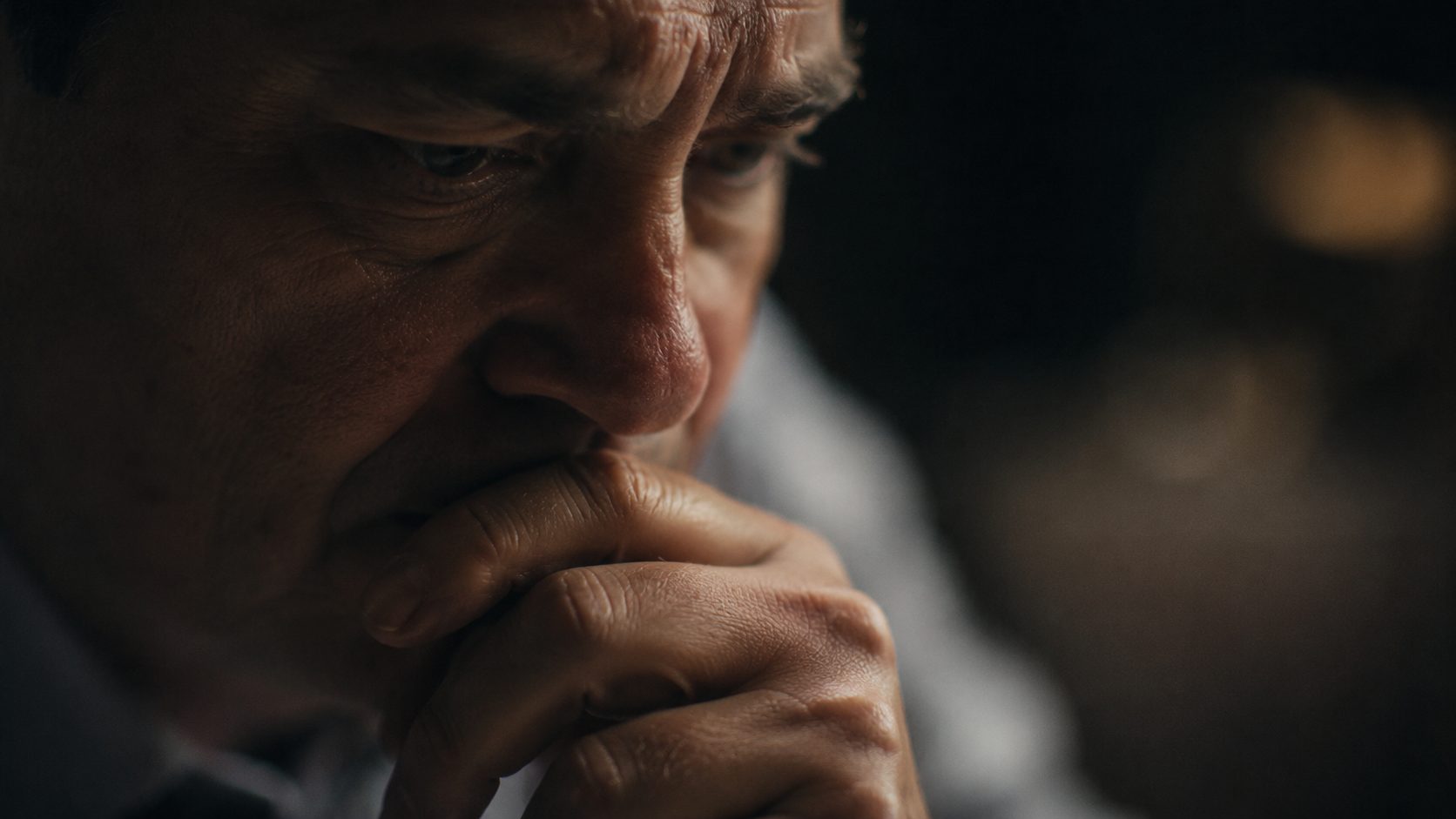A solitary figure in a dark room, matching an essay on fear, integrity, and corruption.